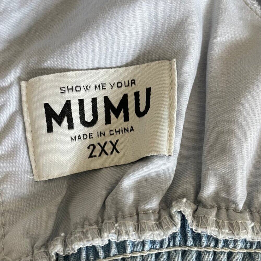 Show Me Your MuMu Smitten Sky Blue Puff Sleeve Mini 100% Cotton Sundress $158 - Picture 6 of 9